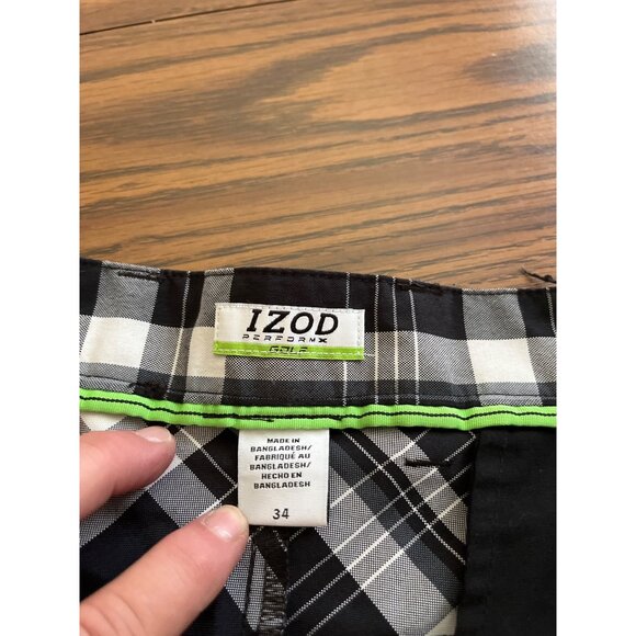 Izod Performx black and white plaid golf shorts size 34 - Picture 3 of 4